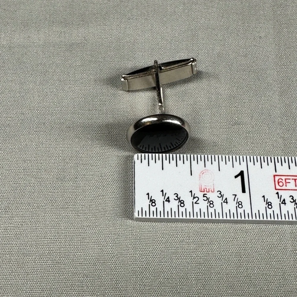 Vintage Black Dome Cufflinks Retro Faux Onyx Style Men's Accessories‎ Minimalist